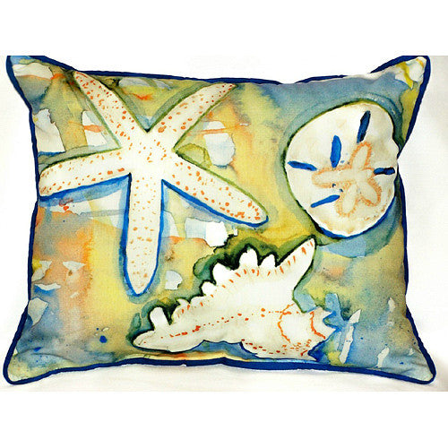 Betsy Drake Beach Treasures Pillow- Indoor/Outdoor