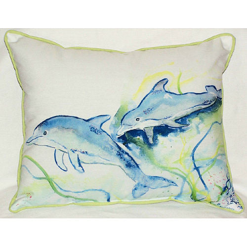 Betsy's Blue Dolphins Pillow- Indoor/Outdoor
