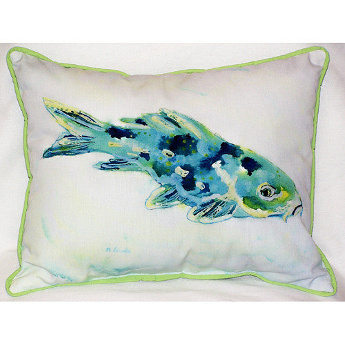 Betsy Drake Blue Koi Fish Pillow- Indoor/Outdoor