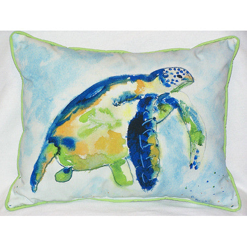 Betsy Drake Blue Sea Turtle Pillow- Indoor/Outdoor