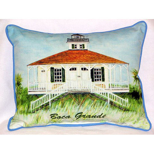 Betsy Drake Boca Grande Lighthouse Pillow- Indoor/Outdoor