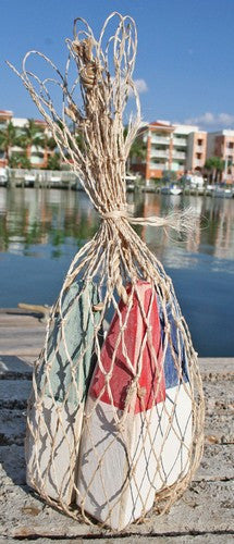 Nautical Wood Miniature Buoys- Blue/White, Red/White, Green/White