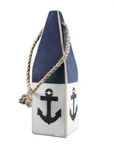 Buoy 12"H - Navy/White with Anchor