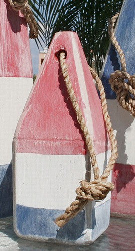 9" Nautical Wood Buoy- Red/White/Blue