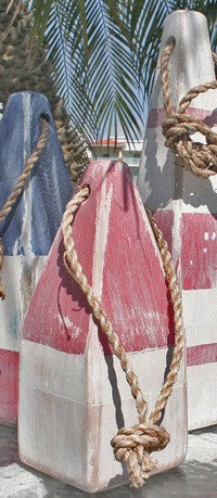 9" Nautical Wood Buoy- Red/White