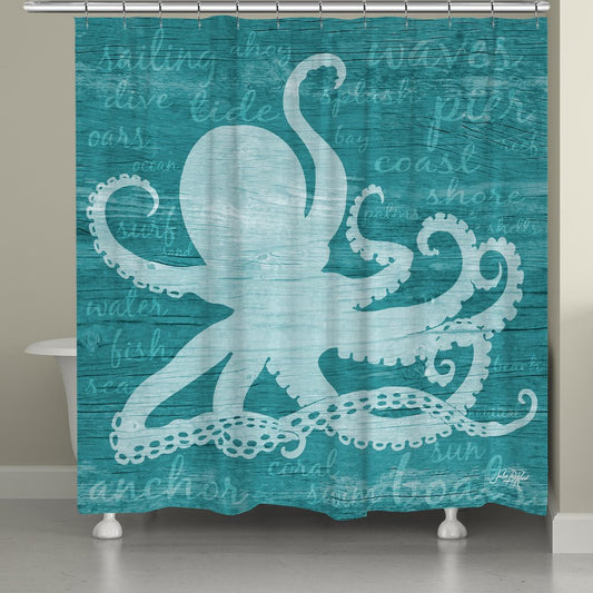 Octopus Words Shower Curtain