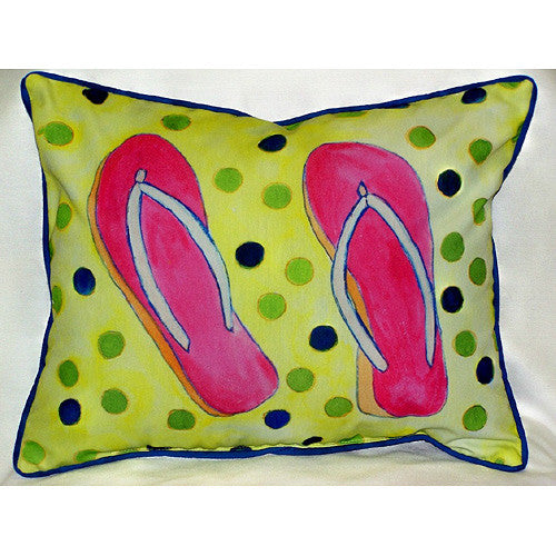 Betsy Drake Flip Flops Pillow- Indoor/Outdoor
