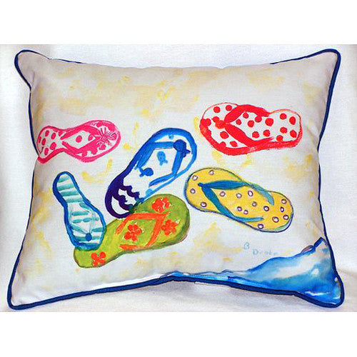 Betsy Drake Six Flip Flops Pillow- Indoor/Outdoor