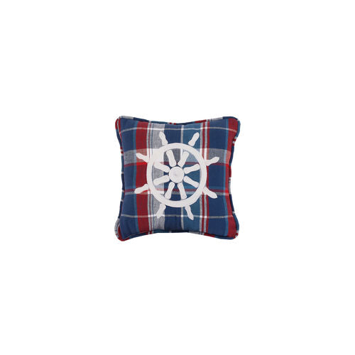 Picnic Plaid Ship's Wheel Embroidered Pillow