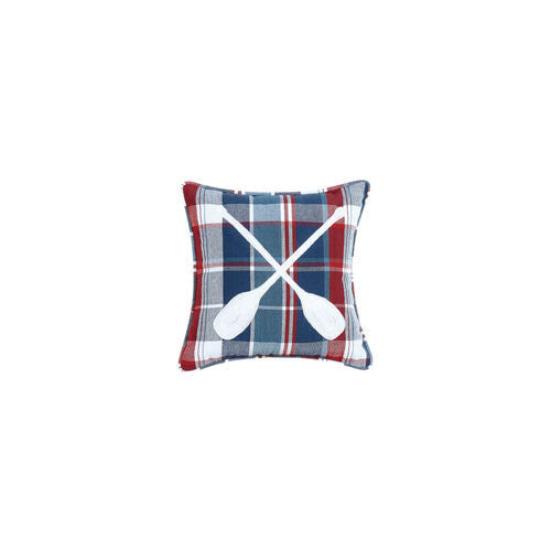 Picnic Plaid Oars Embroidered Pillow