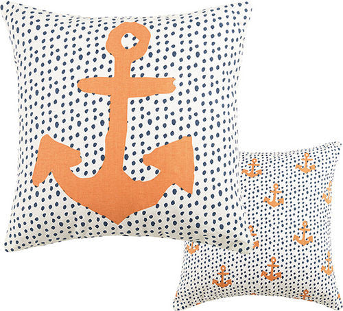 Anchor and Dots Canvas Pillow