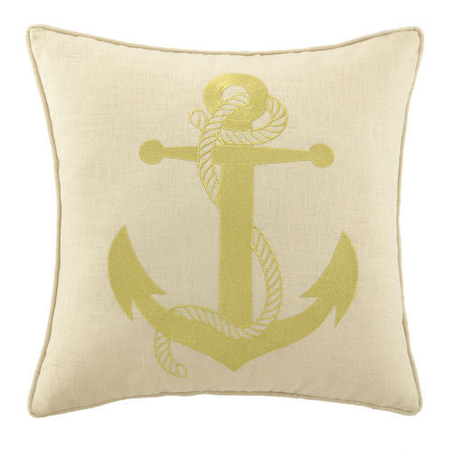 Anchor in Gold Embroidered Pillow