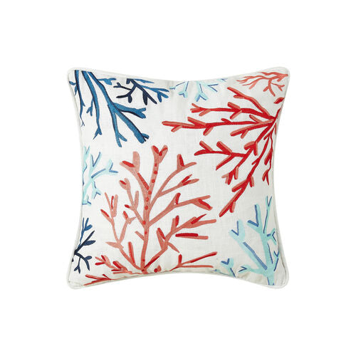 Coral Embroidered Pillow