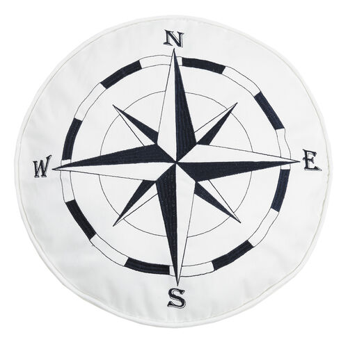 Nautical Compass Embroidered Pillow
