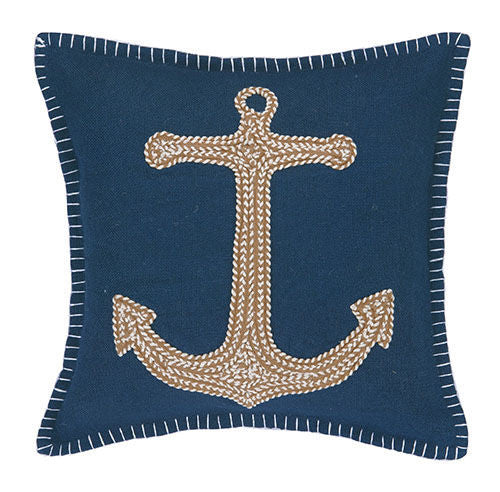 Anchor Embroidered Pillow