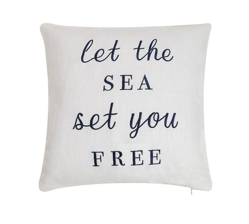 Let The Sea Set You Free Embroidered Pillow