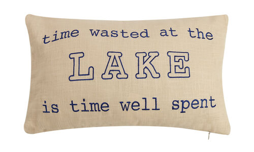 Lake Is Time Well Spent Embroidered Pillow