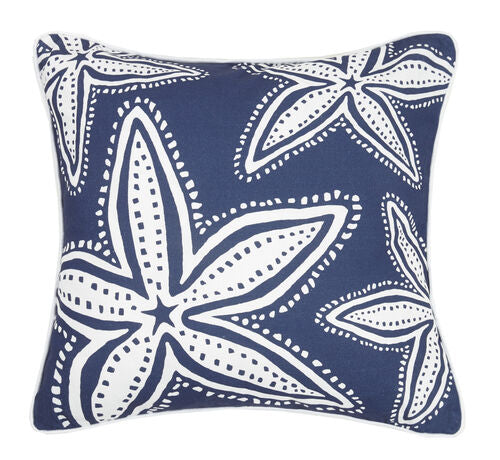Navy Starfish Printed Pillow