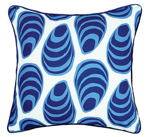 Striped Shells Blue Printed Pillow