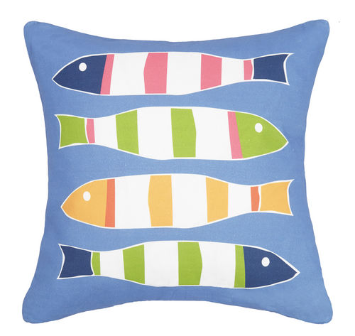 Blue Picket Fish Printed Pillow