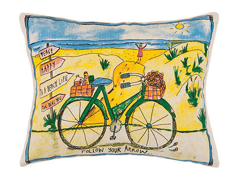 Beach Day Bike Printed Pillow