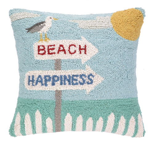 Beach Happiness Seagull Hook Pillow