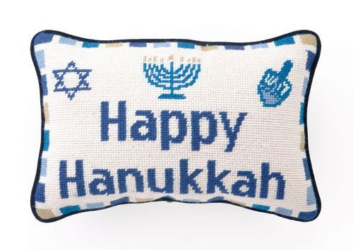 Happy Hanukkah Needlepoint Pillow