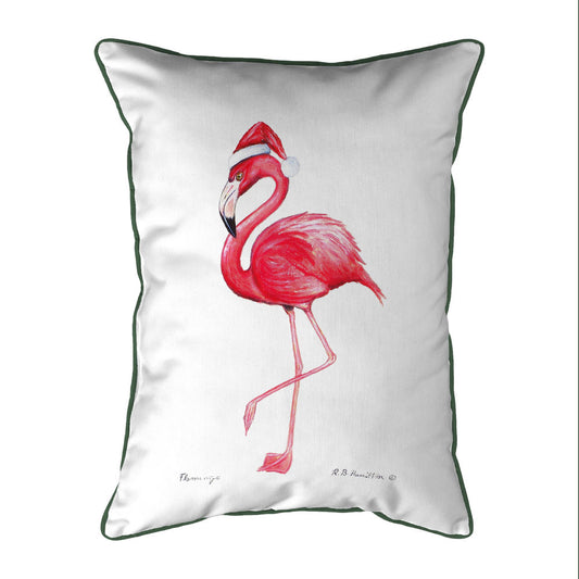 Betsy Drake Flamingo Santa Extra Large Zippered Indoor/Outoor Pillow