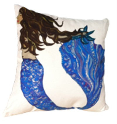 Mermaid B Cotton Canvas Pillow- Indoor/Outdoor- Oversized