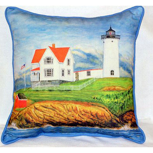 Betsy Drake Nubble Lighthouse Pillow- Indoor/Outdoor