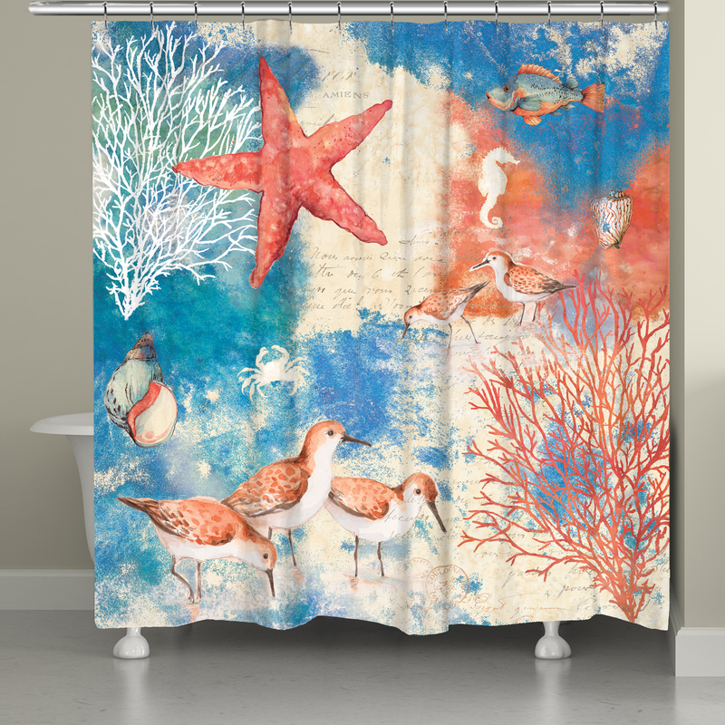 Coastal Blue Shower Curtain for Your Beach Bathroom Decor Coral