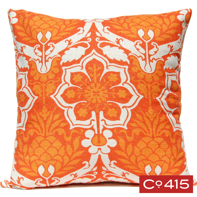 Pineapple Damask Pillow - Orange