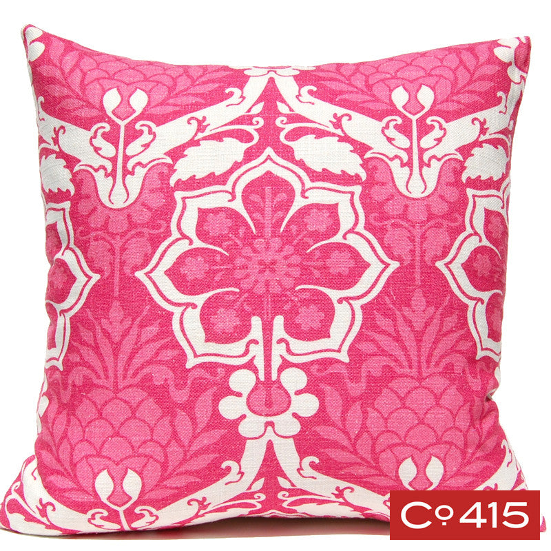 Pineapple Damask Pillow - Pink