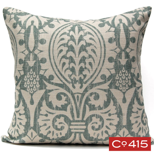 Medieval Damask Pillow - Oyster Bay