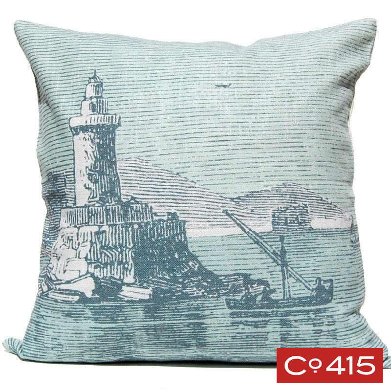 Lighthouse Engraving Pillow - Silverberry