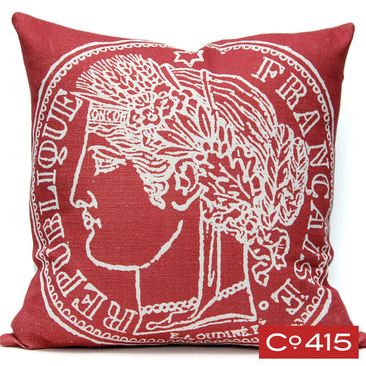 French Coin Red Pillow