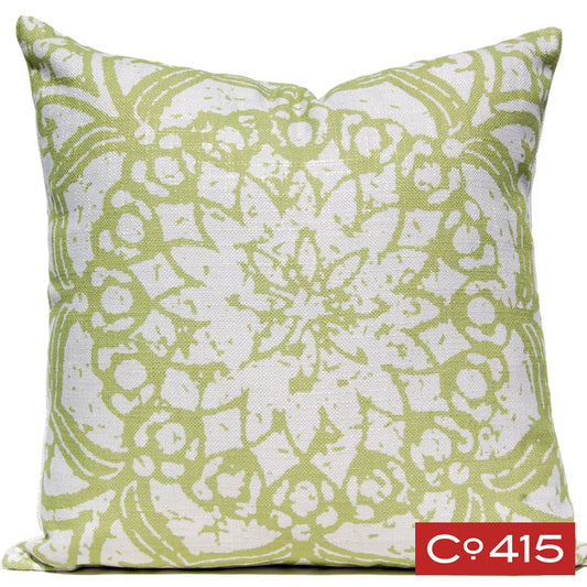Stamped Flower Pillow - Green
