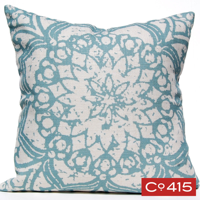 Stamped Flower Pillow - Silverberry
