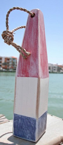 15" Nautical Wood Buoy- Red/White/Blue