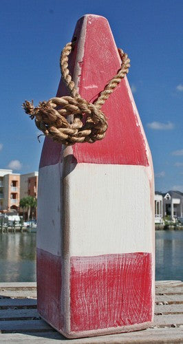 12" Nautical Wood Buoy- Red/White/Red