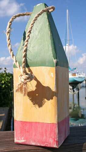 12" Nautical Wood Buoy- Red/Yellow/Green