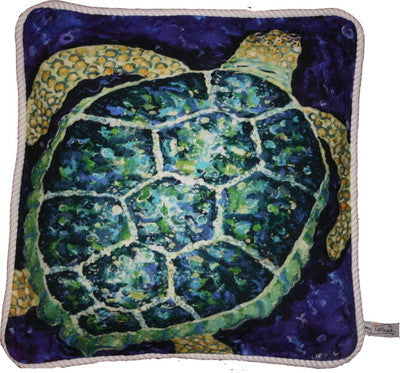 Sea Turtle Cotton Canvas Pillow- Indoor/Outdoor- Oversized