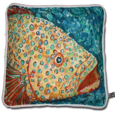 Spotted Grouper Cotton Canvas Pillow- Indoor/Outdoor- Oversized