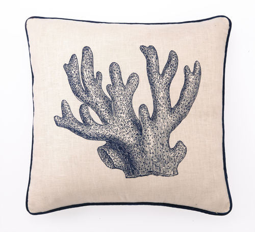 Staghorn Coral Embroidered Pillow- Backordered Item