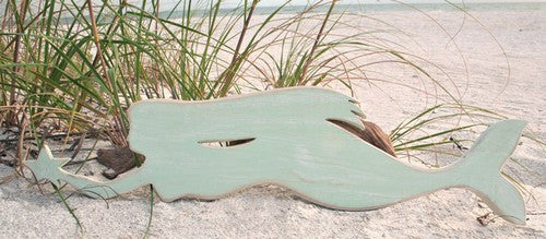 Swimming Wooden Mermaid Plaque- Aqua