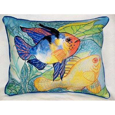 Betsy Drake Two Fish Pillow- Indoor/Outdoor
