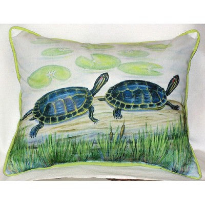 Betsy Drake Two Turtles Pillow- Indoor/Outdoor