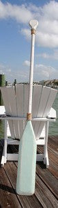 Wooden Distressed Paddle- White & Aqua- 5'5"