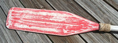Wooden Distressed Paddle- White & Red- 5'5"