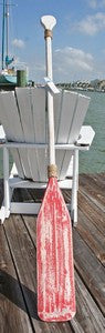 Wooden Distressed Paddle- White & Red- 5'5"